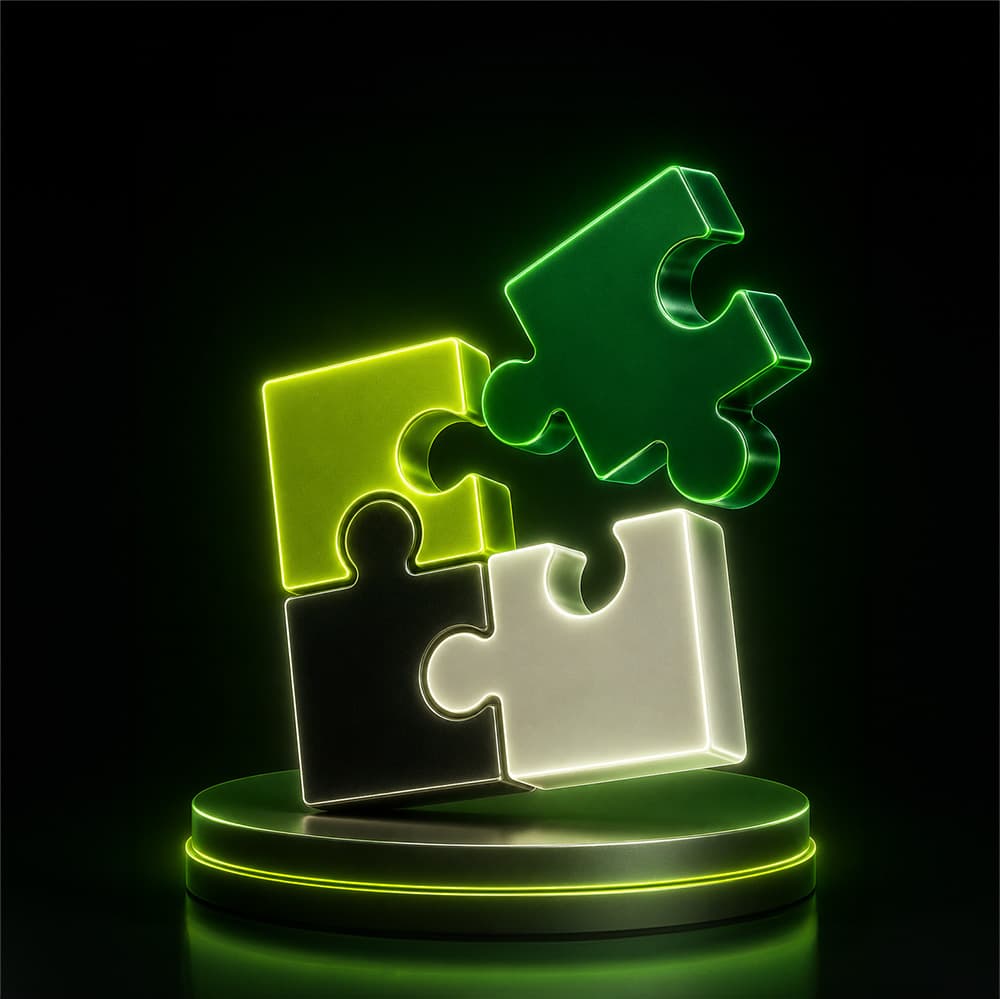 3D puzzle pieces representing our structured audit process
